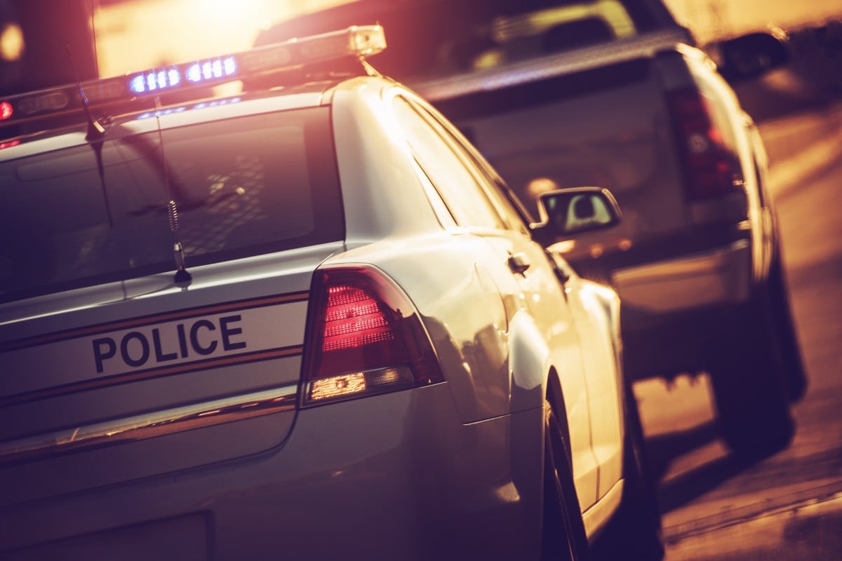 A cop pulled over a truck