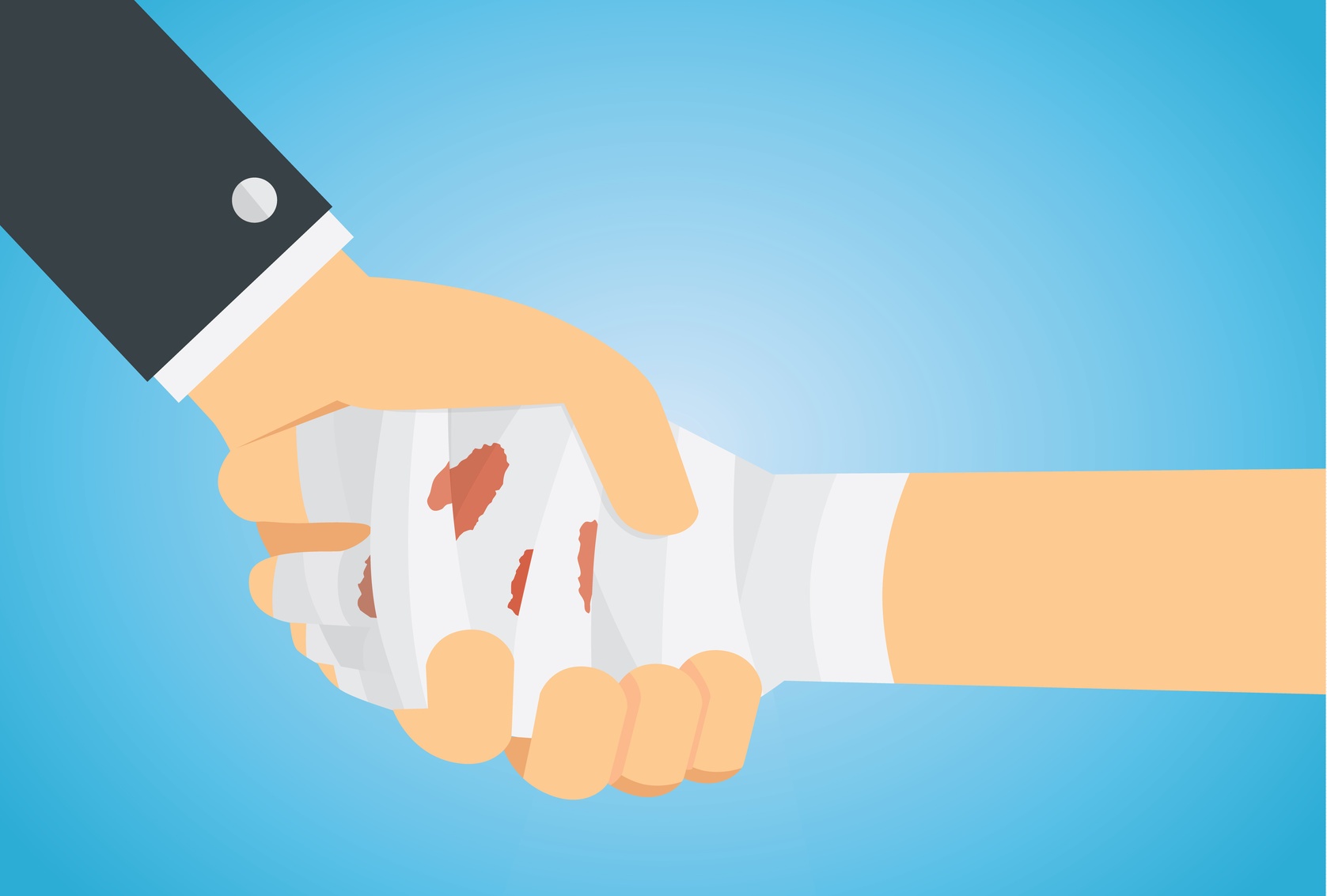 Brooksville_personal_injury_claim a lawyer shaking the injured hand of a client
