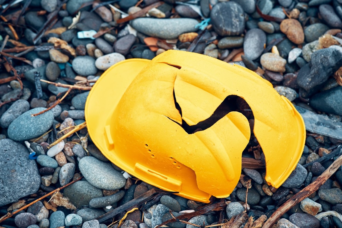 construction-accident a broken construction hat