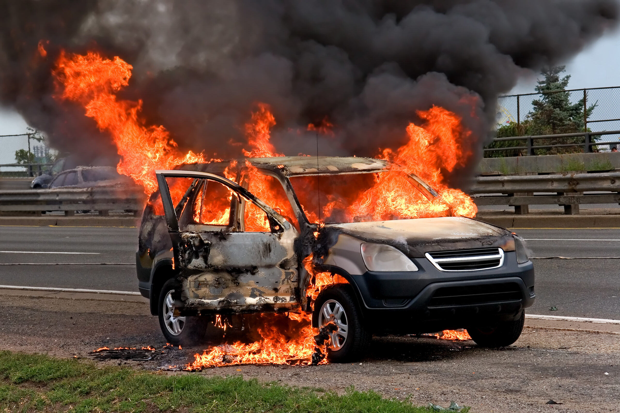 A car on fire