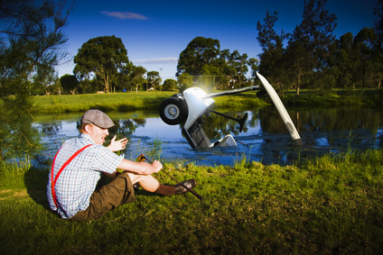 Golf Problem Distressed And Unhappy Golfer With Bad Driving Skills Crashes The Golf Buggy Into A Golf Course Lake In A Funny Image Representing Golf Problems And Issues