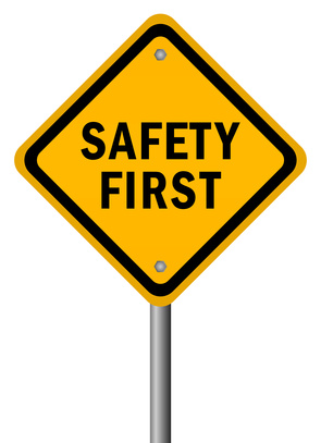 Safety first road sign, vector illustration Vector safety first road sign