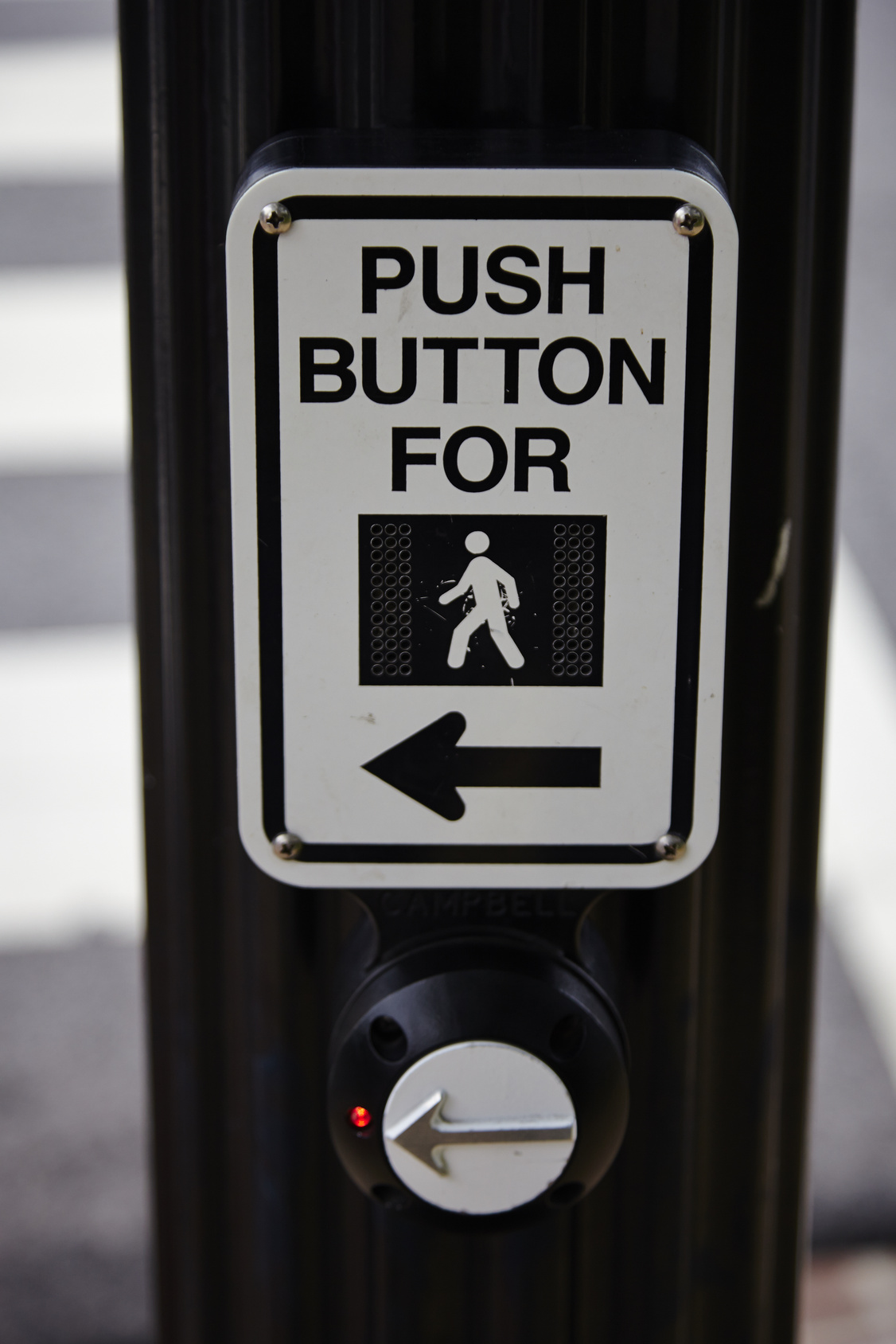 USA push button for crosswalk sign - On street