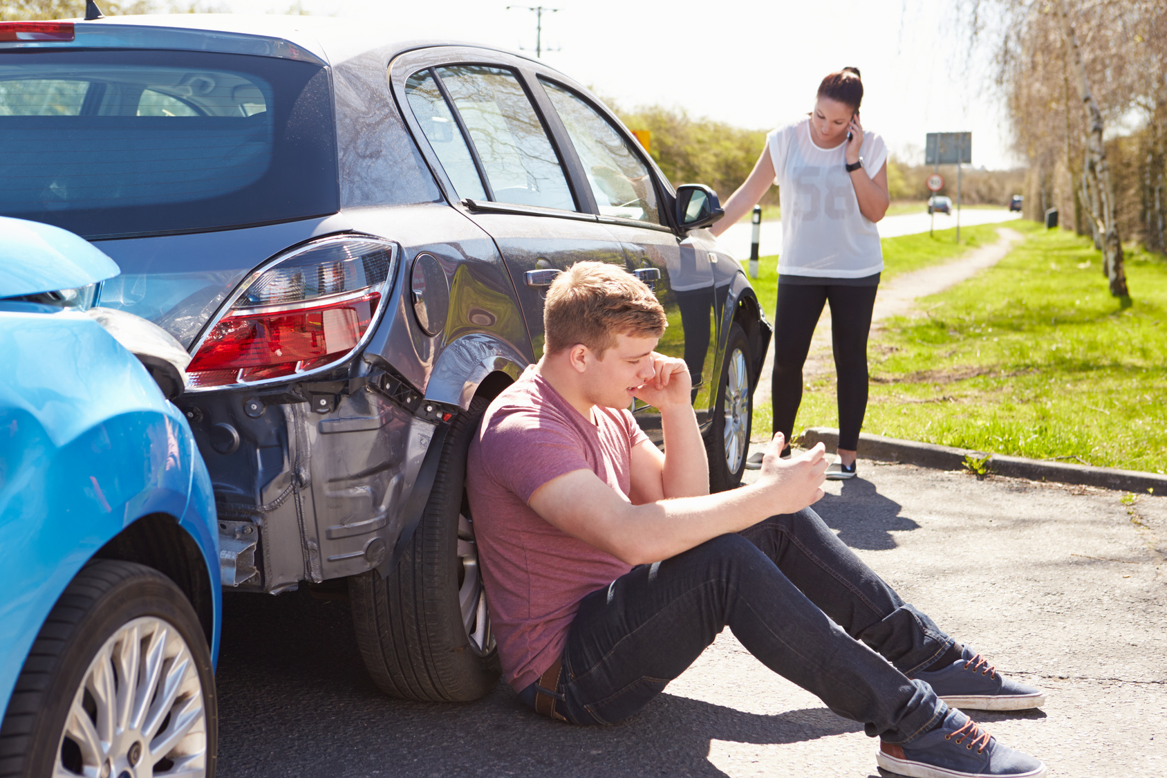 Driver Making Phone Call After Traffic Accident Driver Making Phone Call After Traffic Accident