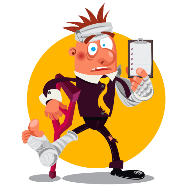 personal_injury_claim-resized-600 A cartoon of an injured man with some sort of form