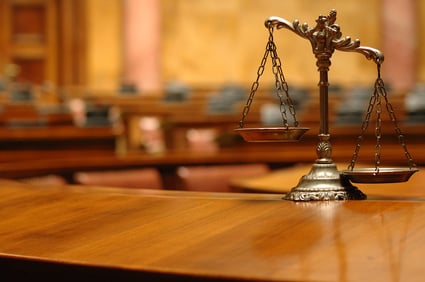 scales of justice on a table