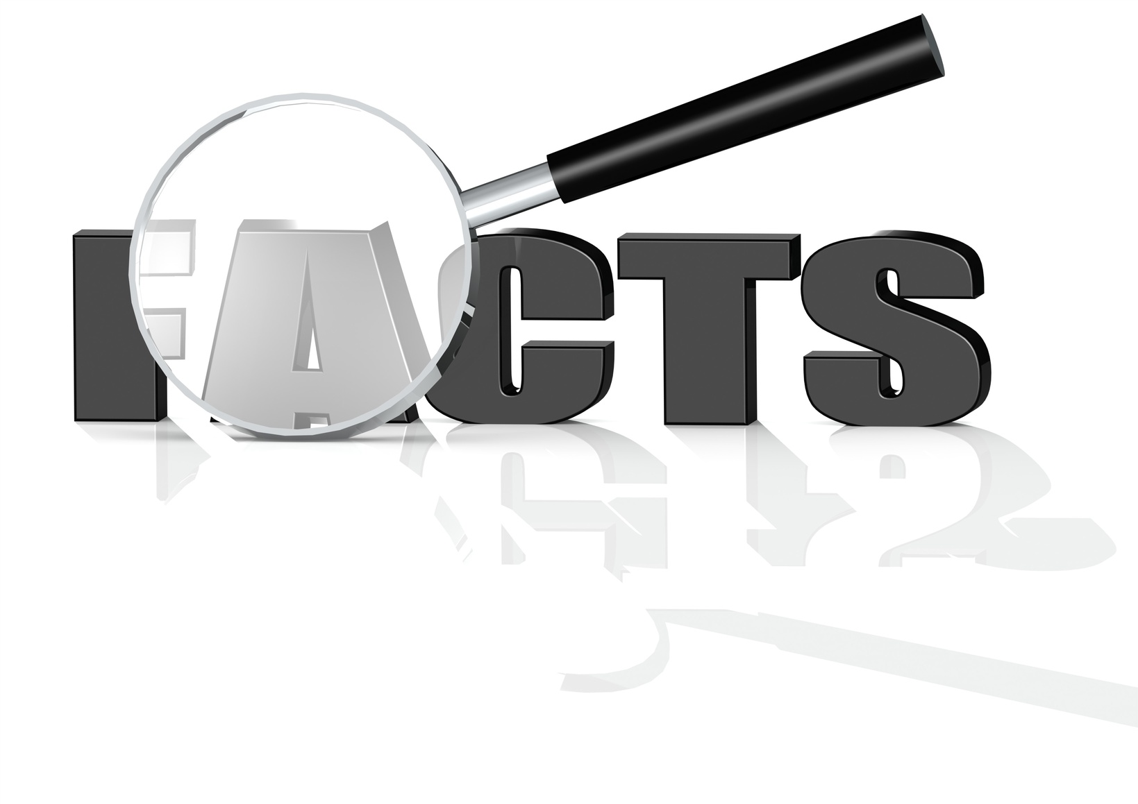 Facts finding a magnifying glass observing the word FACTS