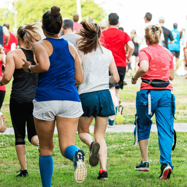 group of people running