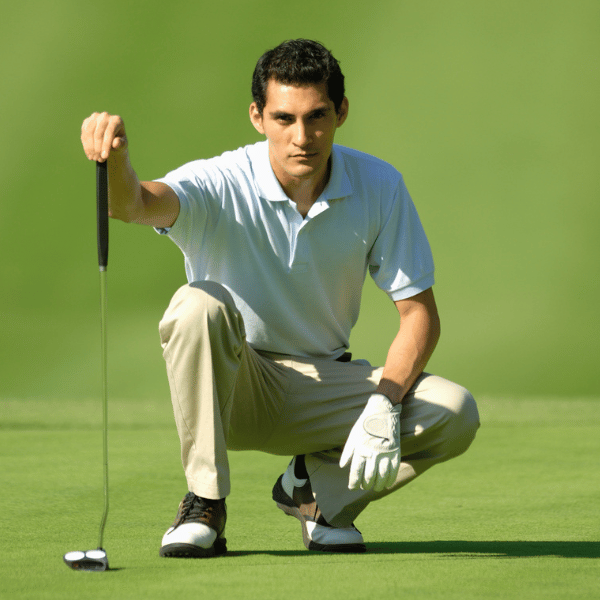 Man lining up a putt in Central Florida